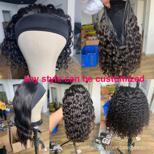 Raw Unprocessed Indian Hair Cheap Wholesale Curly Wigs For Black Women Human Hair Full Headband Wig
